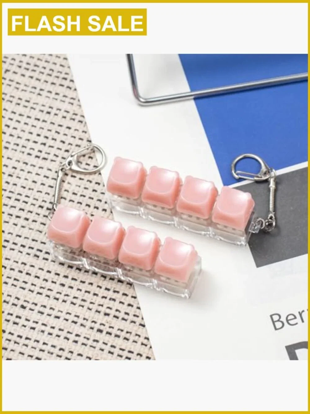 2 Pack Mini Keyboard Fidget Keychain ASMR Clicker Stress Relief Toy